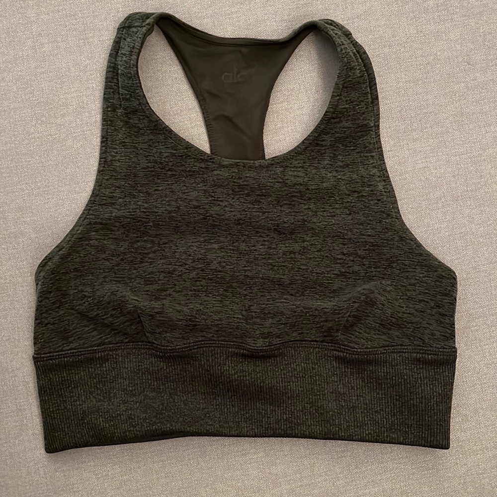 Alo Yoga heather green spot bra size small